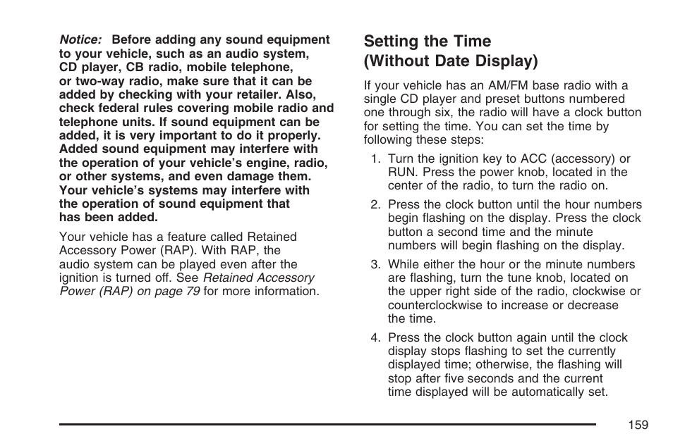 Setting the time (without date display) | Saturn 2007 Sky User Manual | Page 159 / 384