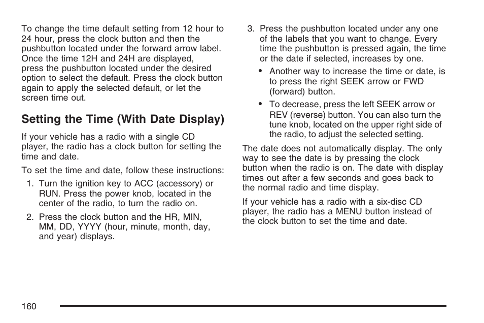Setting the time (with date display) | Saturn 2007 Sky User Manual | Page 160 / 384