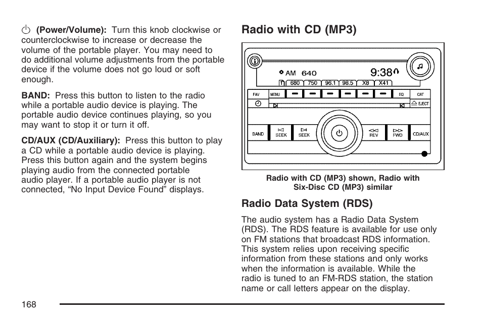 Radio with cd (mp3) | Saturn 2007 Sky User Manual | Page 168 / 384