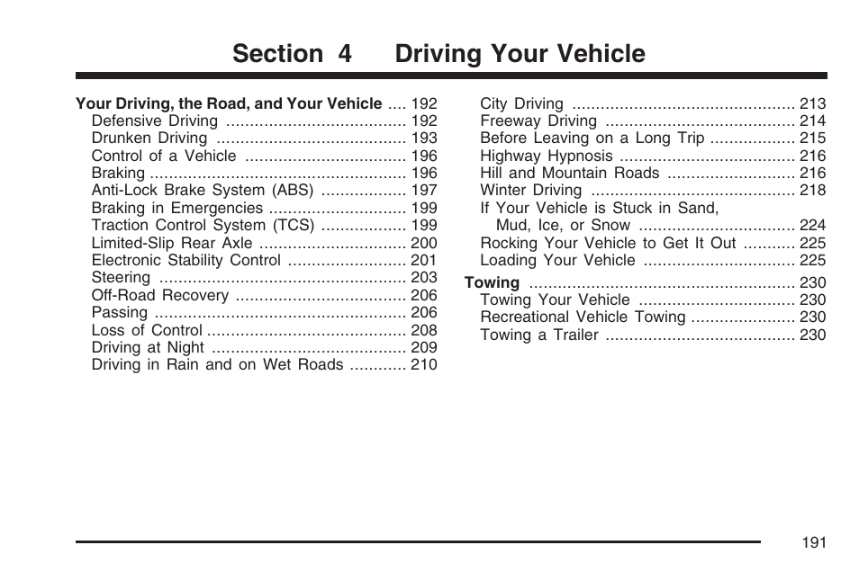 Driving your vehicle | Saturn 2007 Sky User Manual | Page 191 / 384