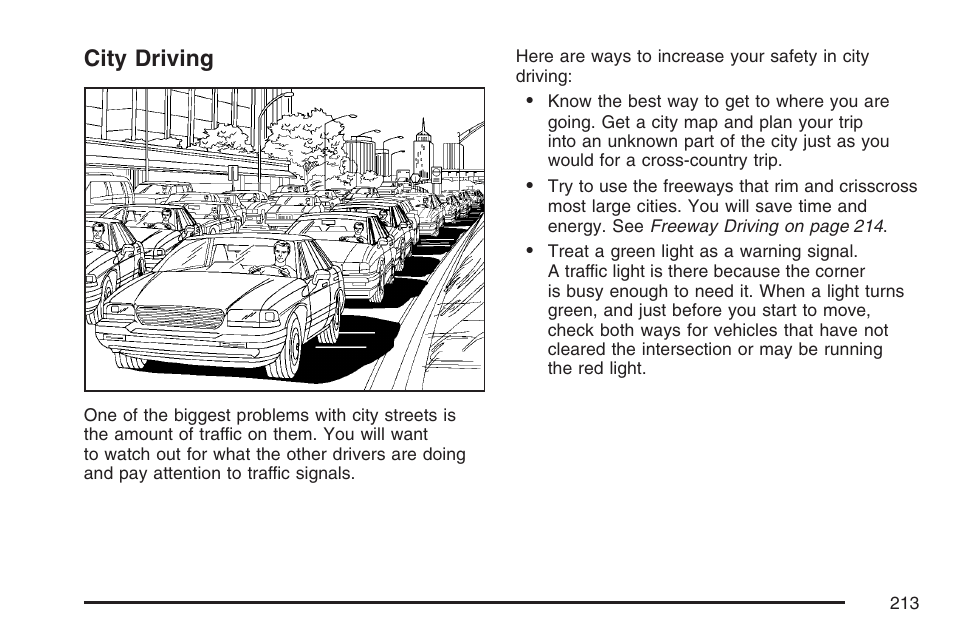 City driving | Saturn 2007 Sky User Manual | Page 213 / 384