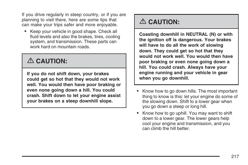 Caution | Saturn 2007 Sky User Manual | Page 217 / 384