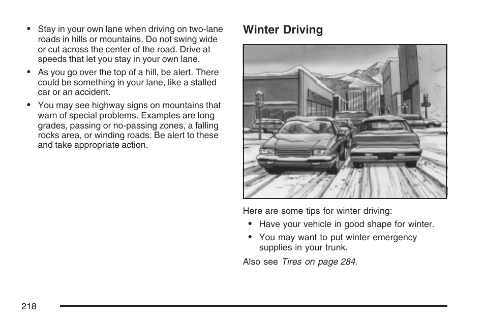 Winter driving | Saturn 2007 Sky User Manual | Page 218 / 384