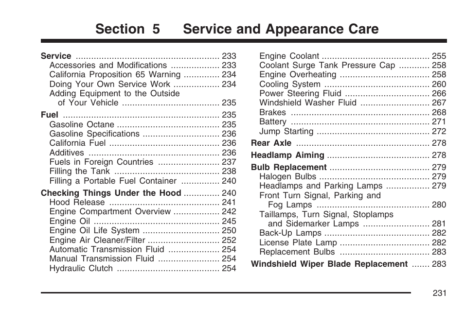 Service and appearance care | Saturn 2007 Sky User Manual | Page 231 / 384