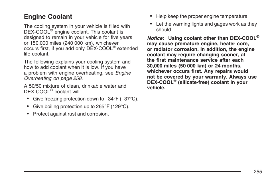 Engine coolant | Saturn 2007 Sky User Manual | Page 255 / 384