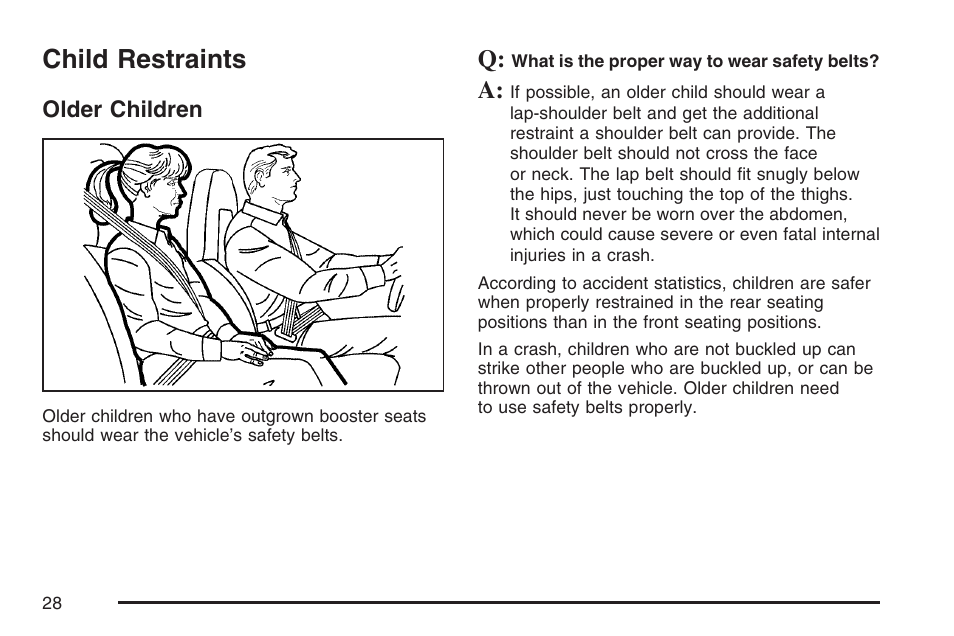 Child restraints, Older children | Saturn 2007 Sky User Manual | Page 28 / 384