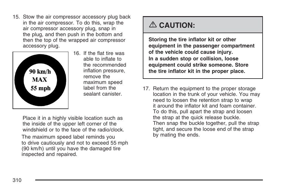 Caution | Saturn 2007 Sky User Manual | Page 310 / 384