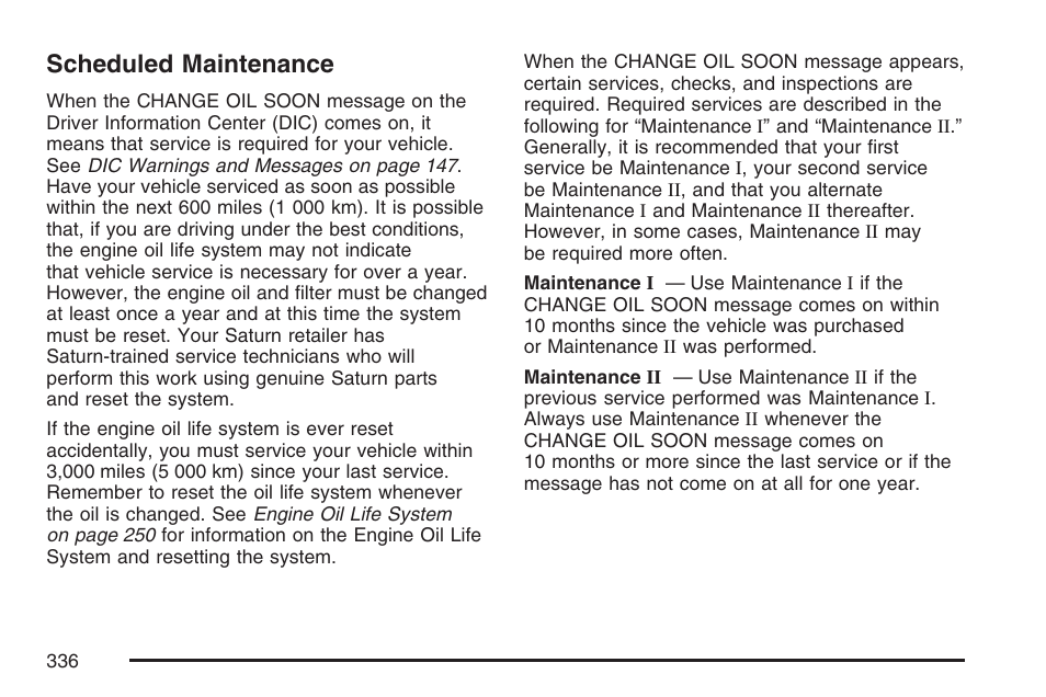 Scheduled maintenance | Saturn 2007 Sky User Manual | Page 336 / 384