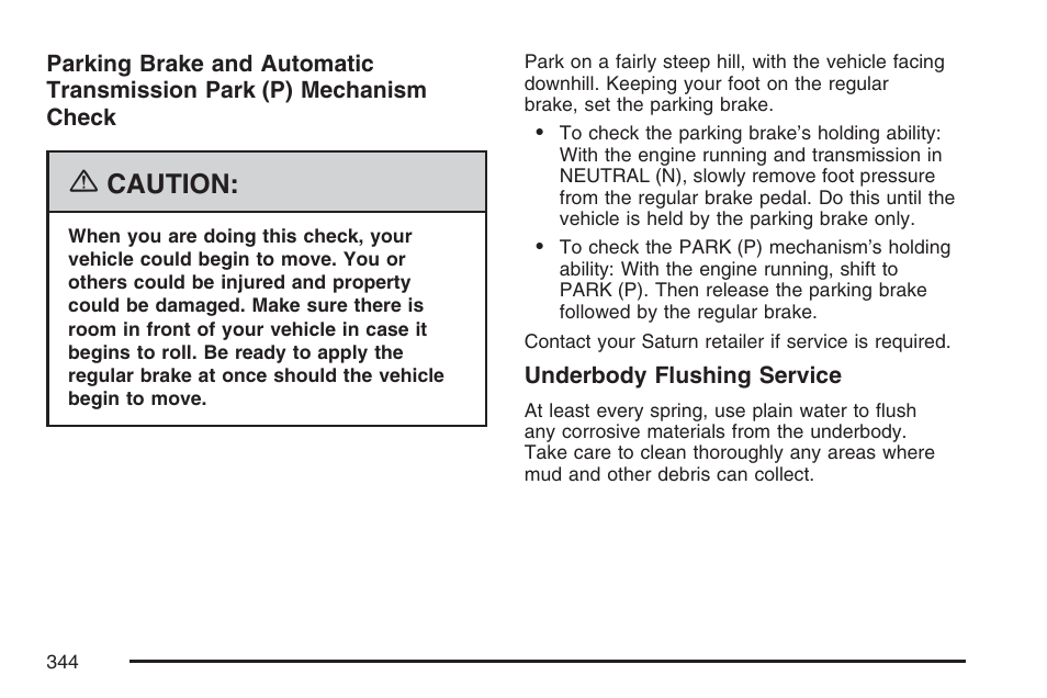 Caution | Saturn 2007 Sky User Manual | Page 344 / 384