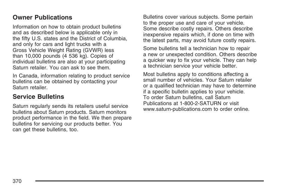 Saturn 2007 Sky User Manual | Page 370 / 384