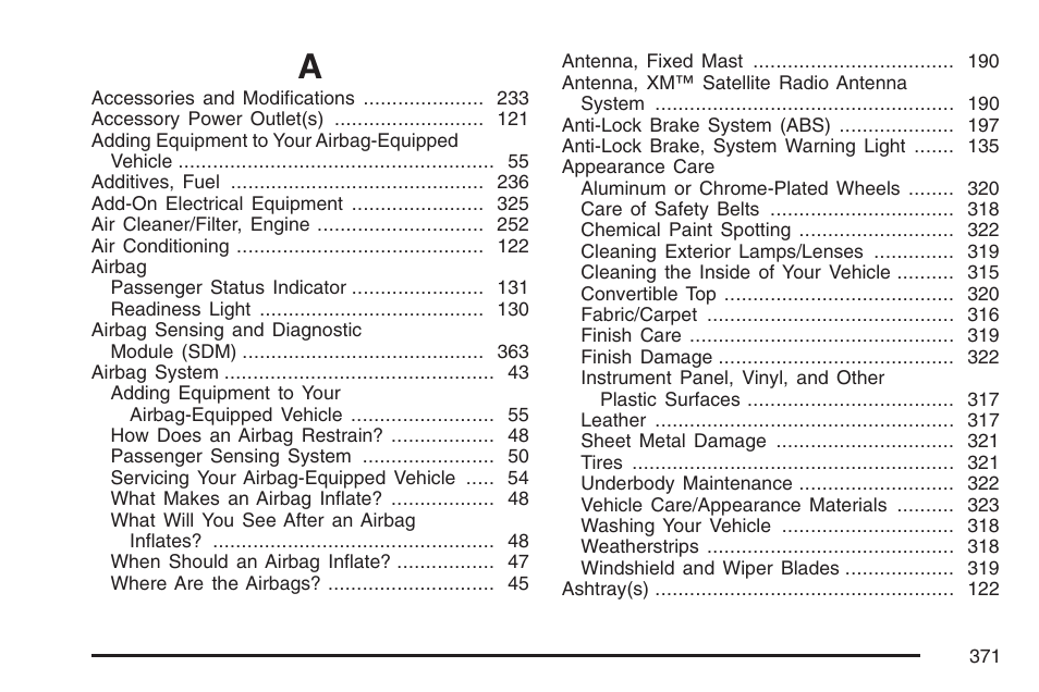 Index | Saturn 2007 Sky User Manual | Page 371 / 384