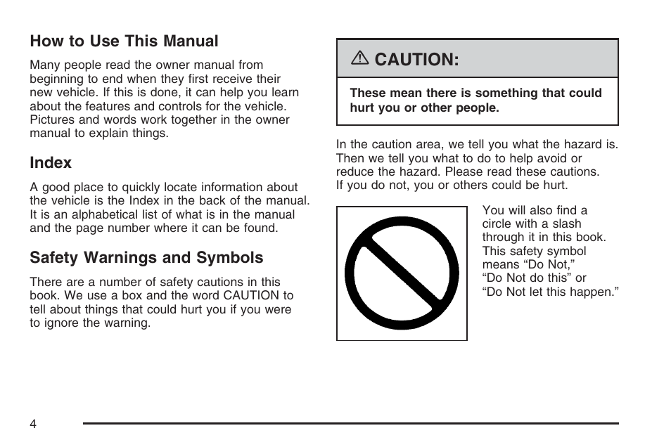 Caution | Saturn 2007 Sky User Manual | Page 4 / 384