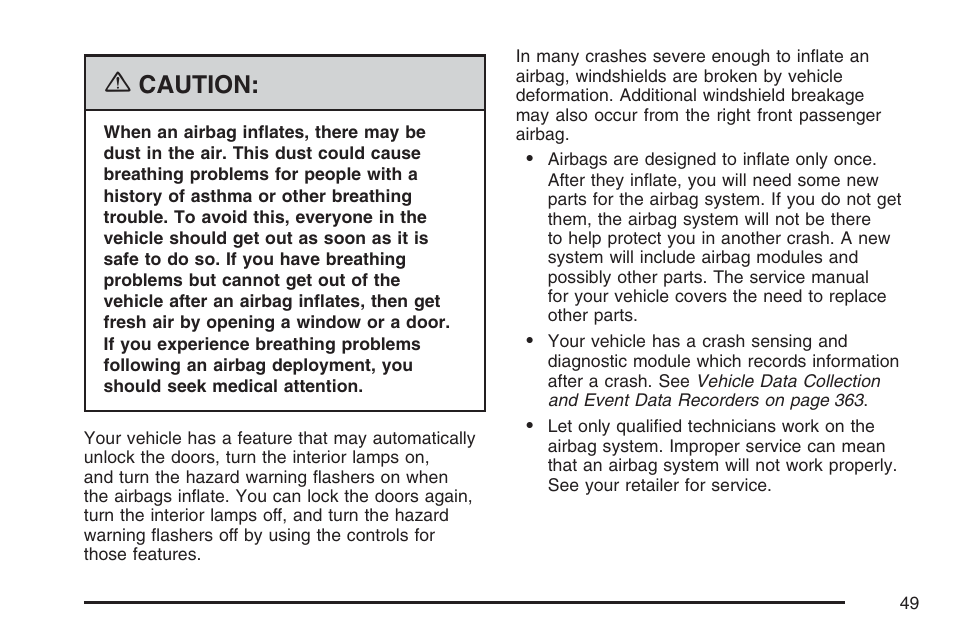 Caution | Saturn 2007 Sky User Manual | Page 49 / 384