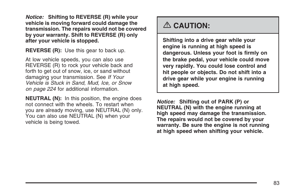 Caution | Saturn 2007 Sky User Manual | Page 83 / 384