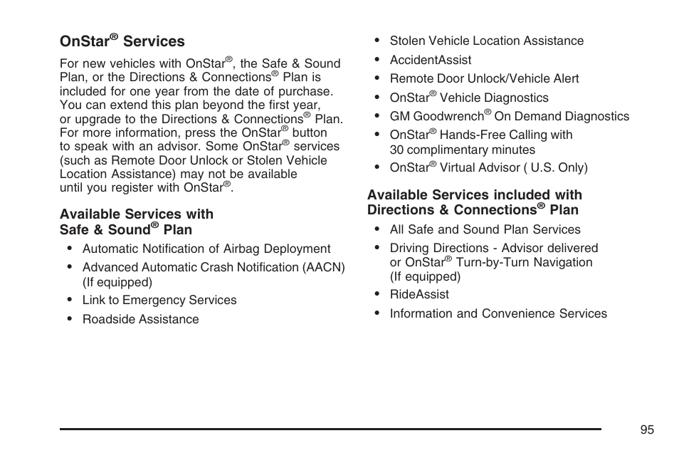 Onstar, Services | Saturn 2007 Sky User Manual | Page 95 / 384