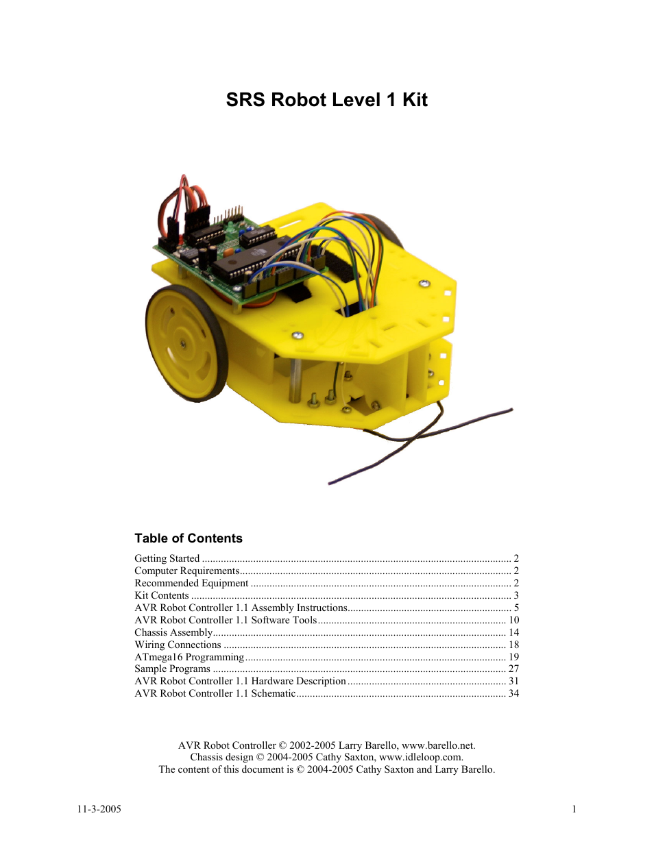 SRS Labs SRS Robot Level 1 Kit User Manual | 34 pages