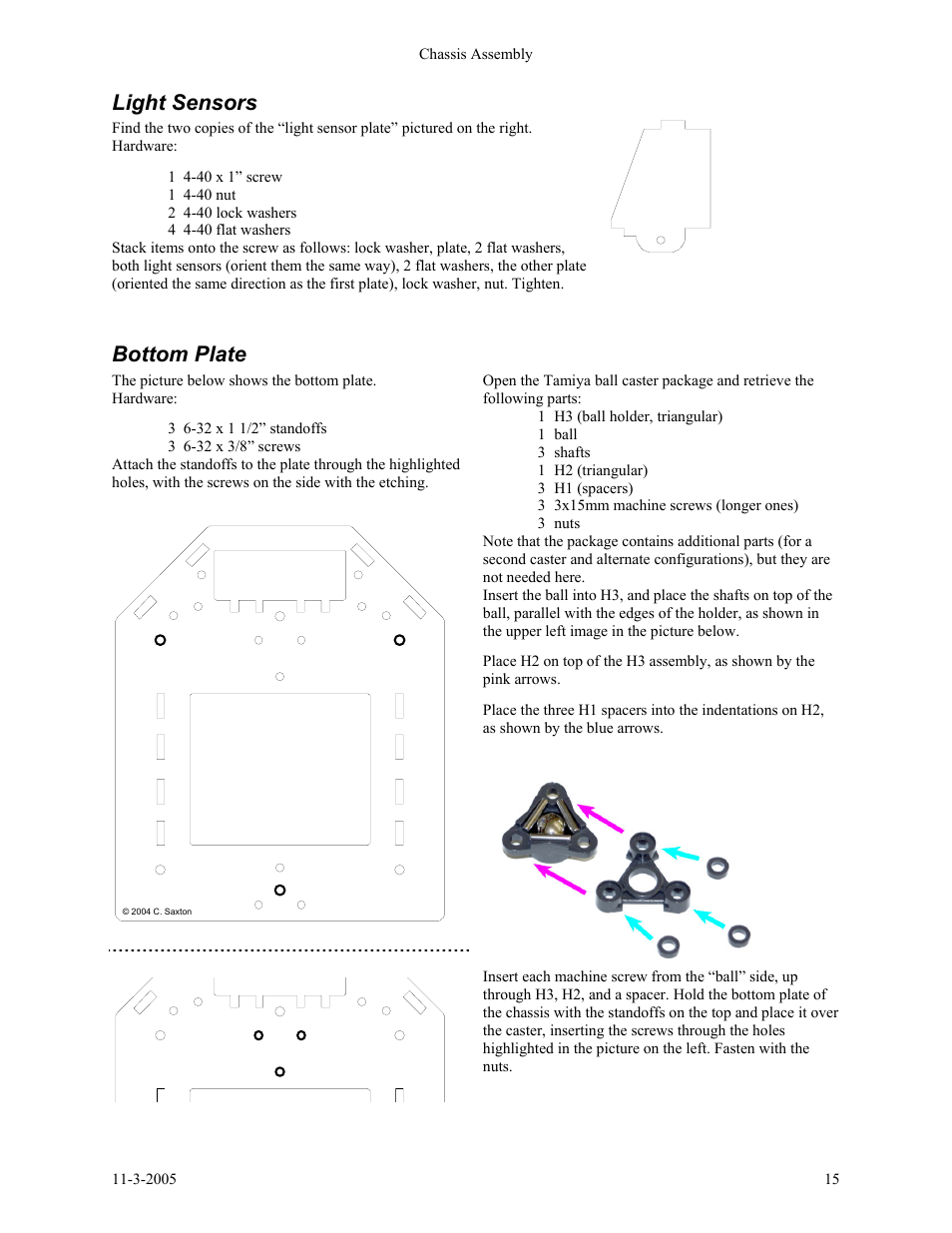 Light sensors, Bottom plate | SRS Labs SRS Robot Level 1 Kit User Manual | Page 15 / 34