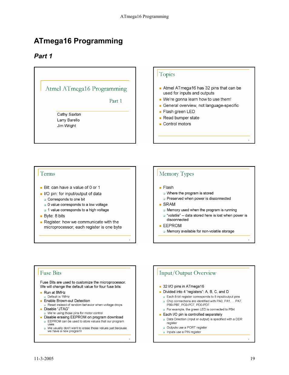 Atmega16 programming, Part 1 | SRS Labs SRS Robot Level 1 Kit User Manual | Page 19 / 34