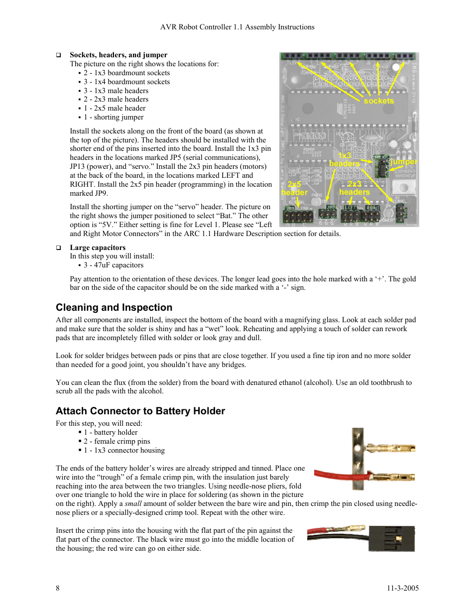 Cleaning and inspection, Attach connector to battery holder | SRS Labs SRS Robot Level 1 Kit User Manual | Page 8 / 34