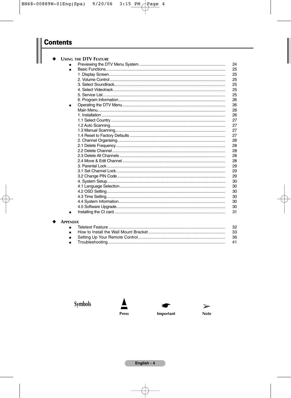 SRS Labs Plasma Display Panel Television User Manual | Page 4 / 42