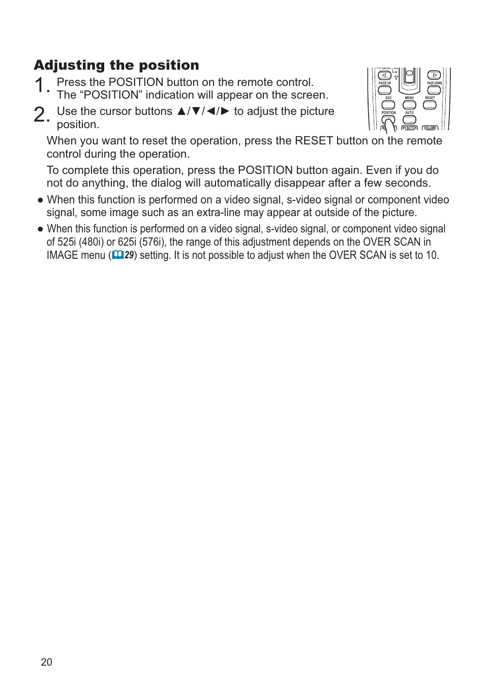 Adjusting the position | SRS Labs CP-X505/CP-X605 User Manual | Page 20 / 69