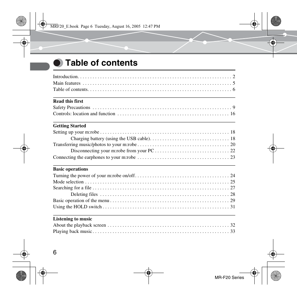 SRS Labs MR-F20 User Manual | Page 6 / 87