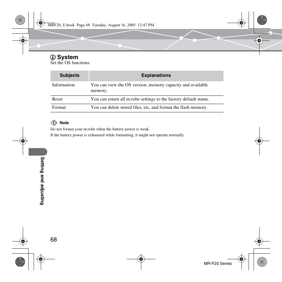 System | SRS Labs MR-F20 User Manual | Page 68 / 87