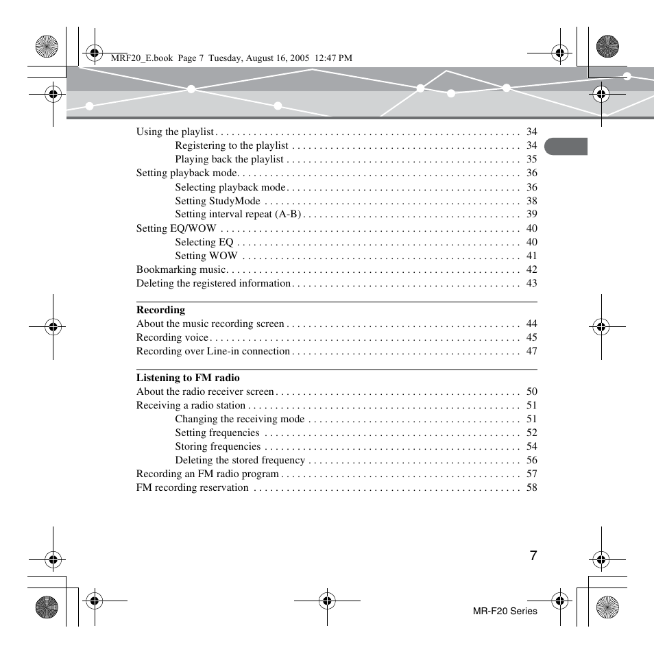 SRS Labs MR-F20 User Manual | Page 7 / 87