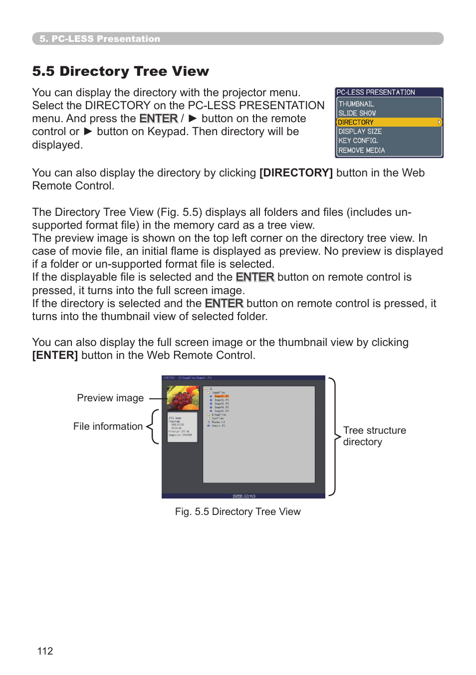 5 directory tree view | SRS Labs Projector 8953H User Manual | Page 112 / 121