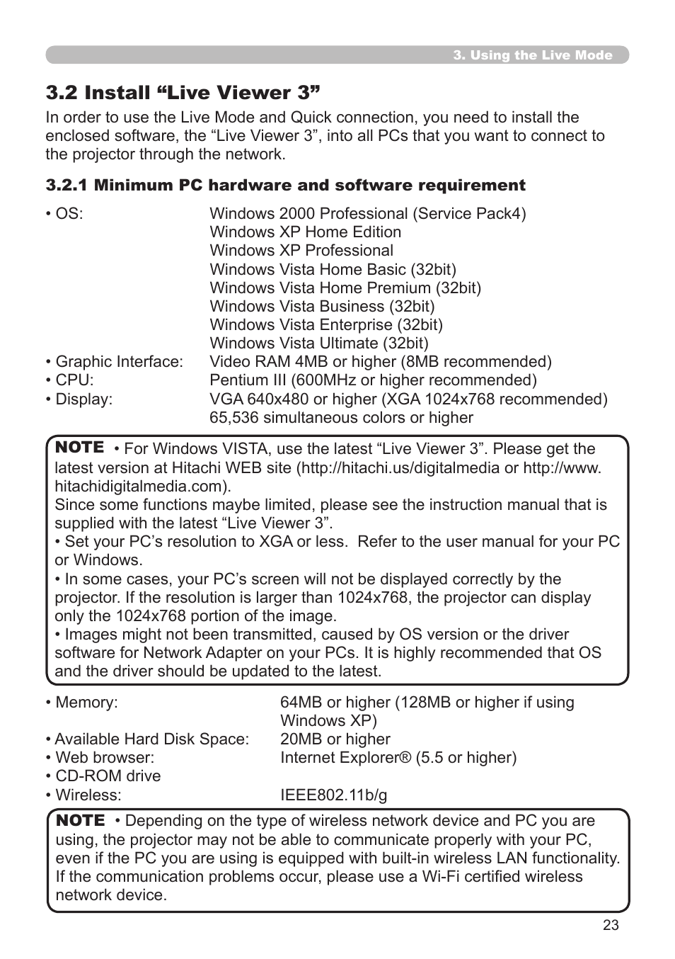 2 install “live viewer 3 | SRS Labs Projector 8953H User Manual | Page 23 / 121