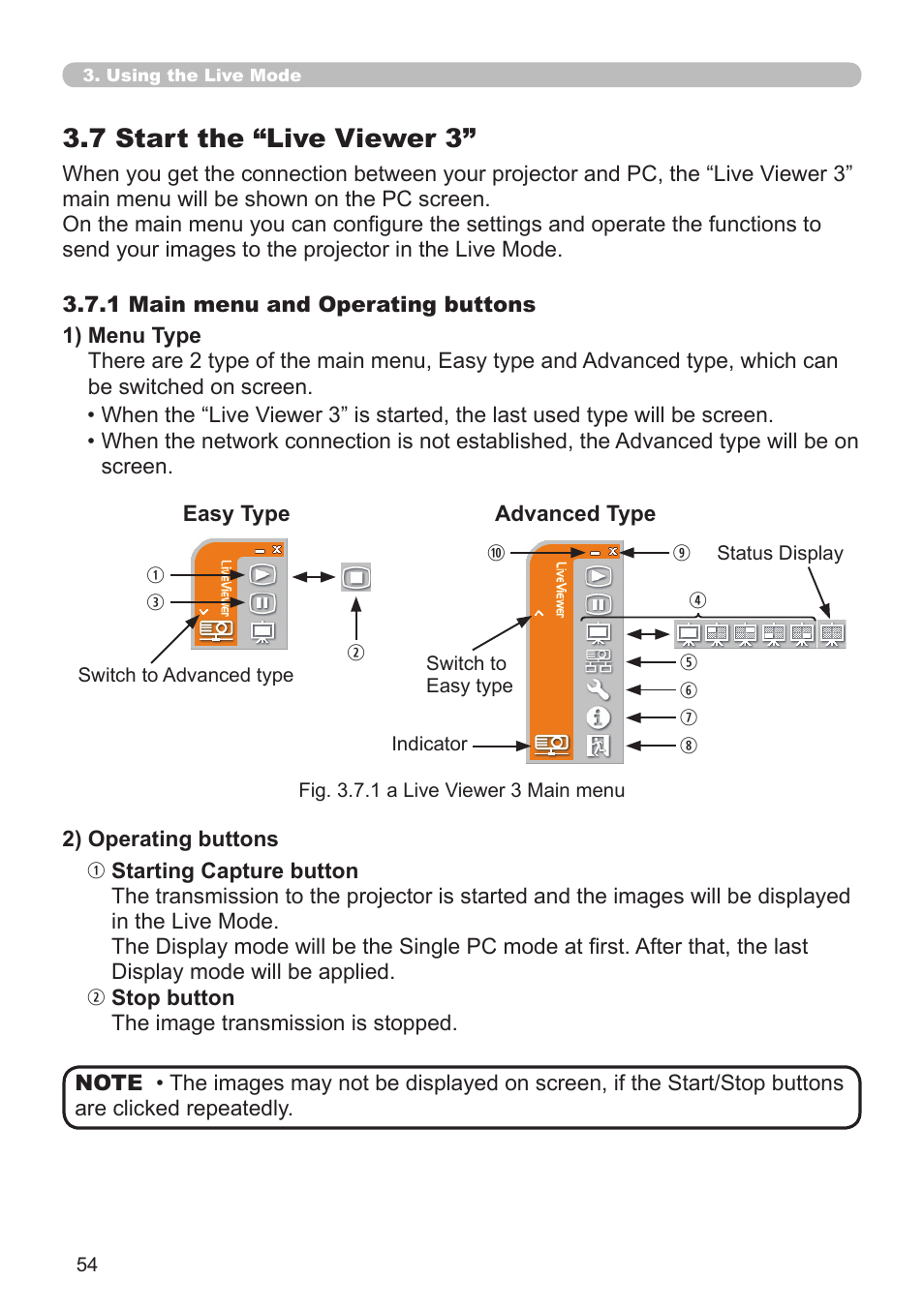 7 start the “live viewer 3 | SRS Labs Projector 8953H User Manual | Page 54 / 121