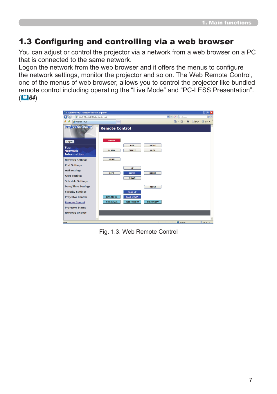 3 configuring and controlling via a web browser | SRS Labs Projector 8953H User Manual | Page 7 / 121