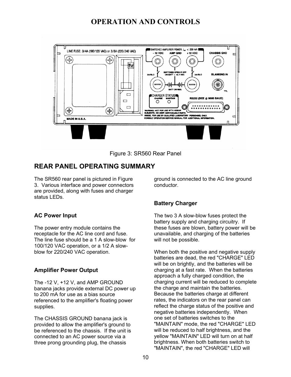 Operation and controls | SRS Labs SR560 User Manual | Page 14 / 46