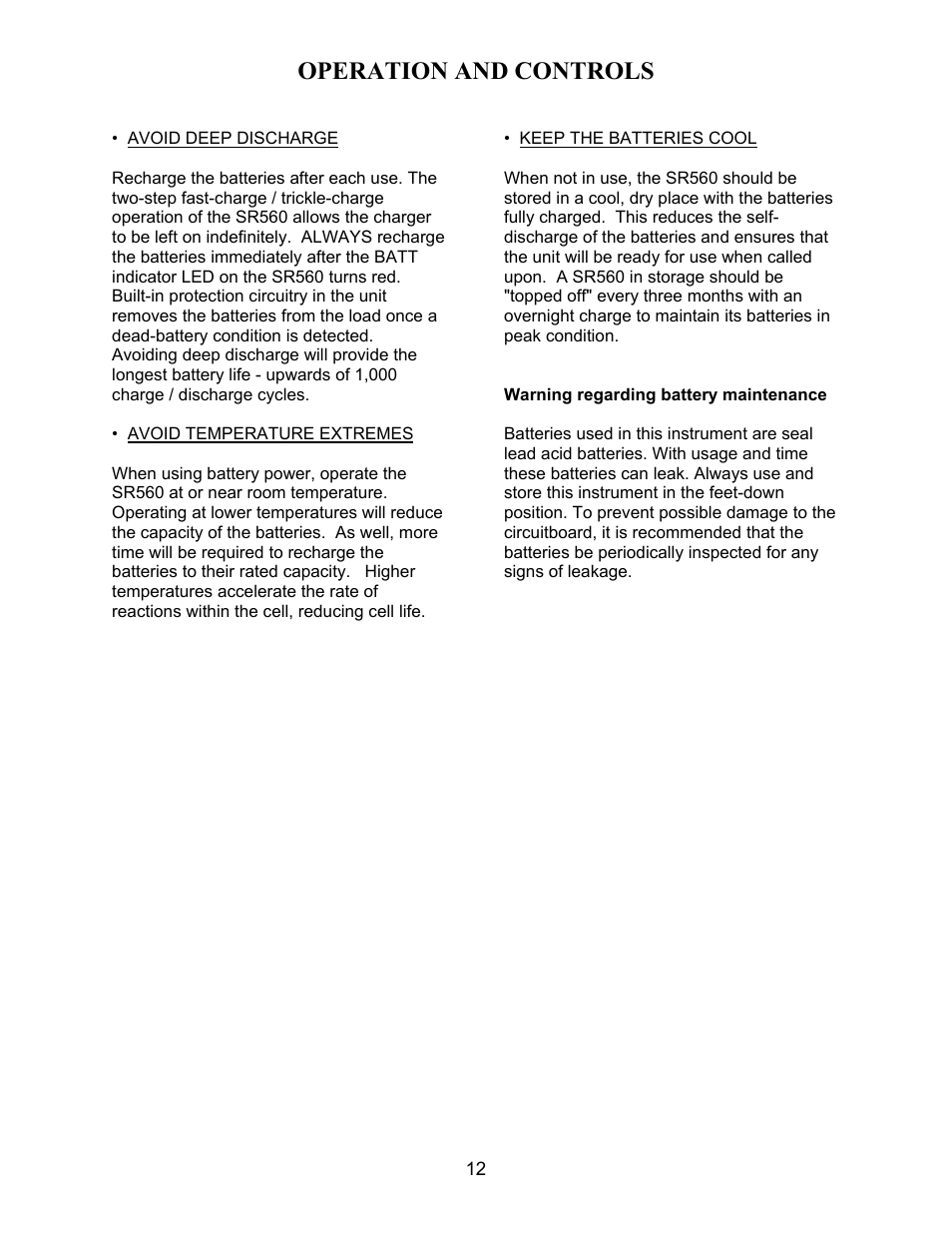 Operation and controls | SRS Labs SR560 User Manual | Page 16 / 46