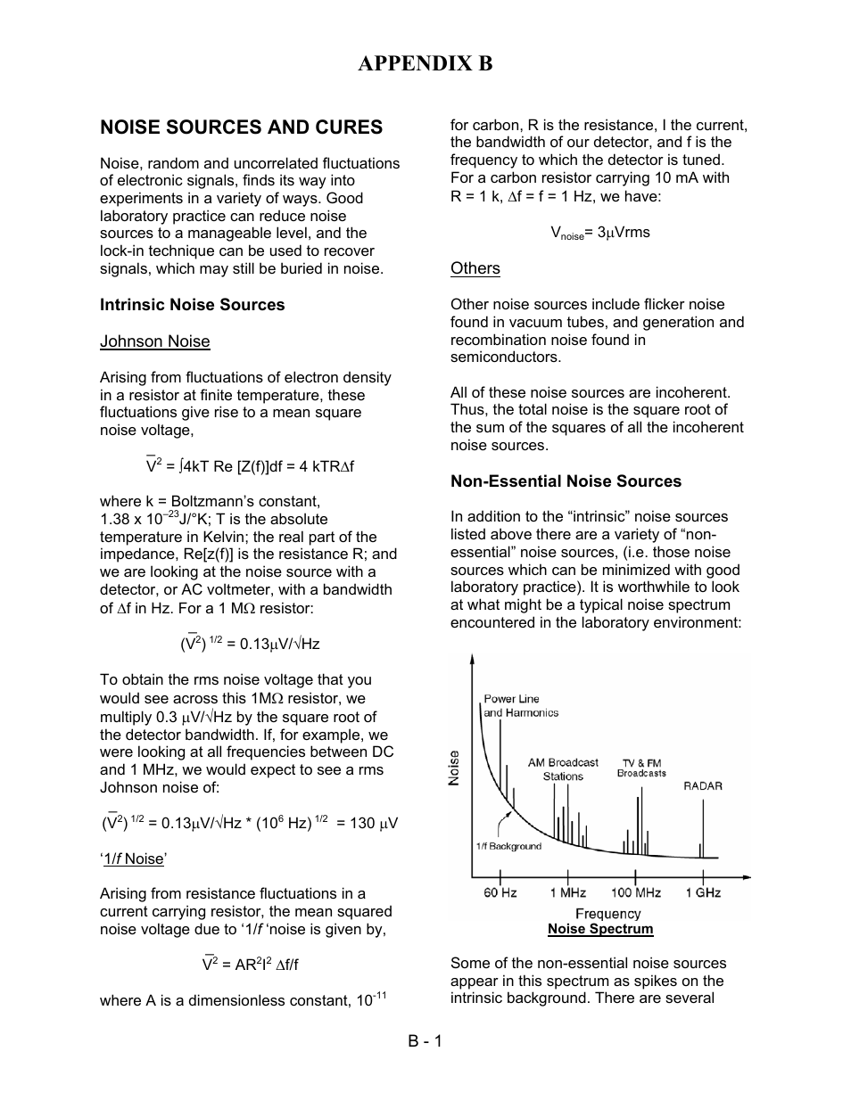 Appendix b, Noise sources and cures | SRS Labs SR560 User Manual | Page 29 / 46
