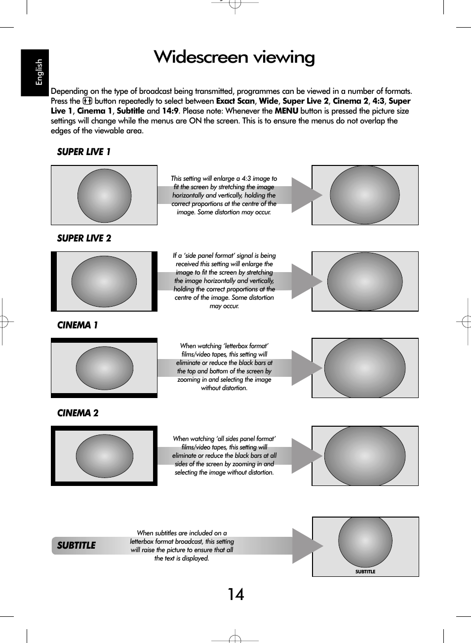 Widescreen viewing | SRS Labs WL66 User Manual | Page 14 / 28