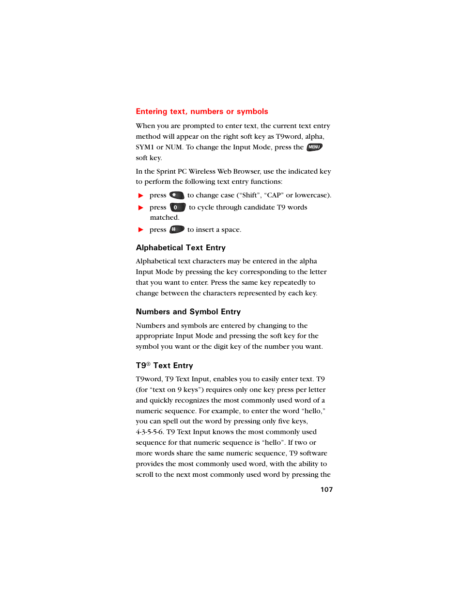 Entering text, numbers or symbols | Samsung SCH-8500 User Manual | Page 111 / 138