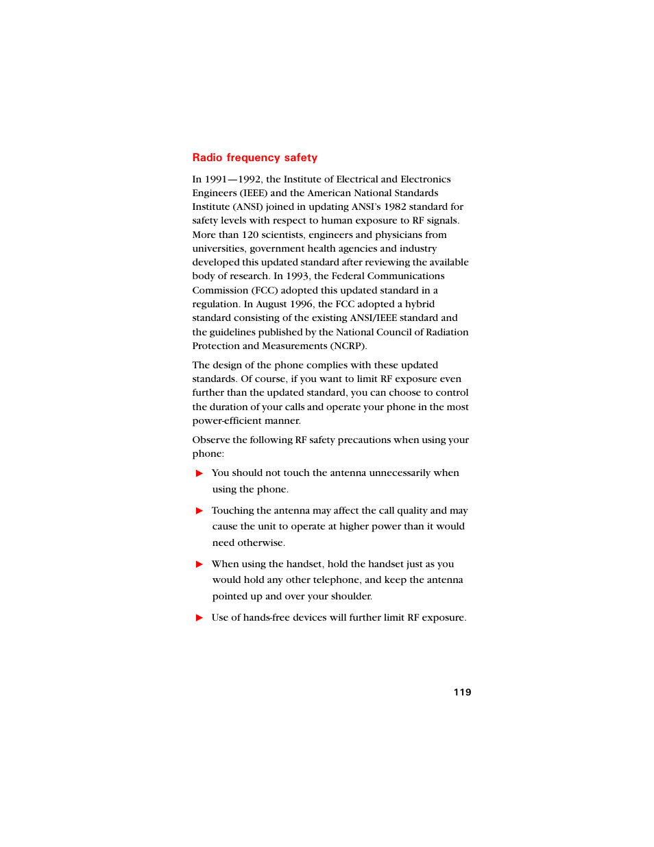 Radio frequency safety | Samsung SCH-8500 User Manual | Page 123 / 138