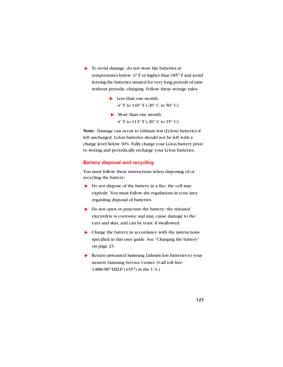 Battery disposal and recycling | Samsung SCH-8500 User Manual | Page 131 / 138