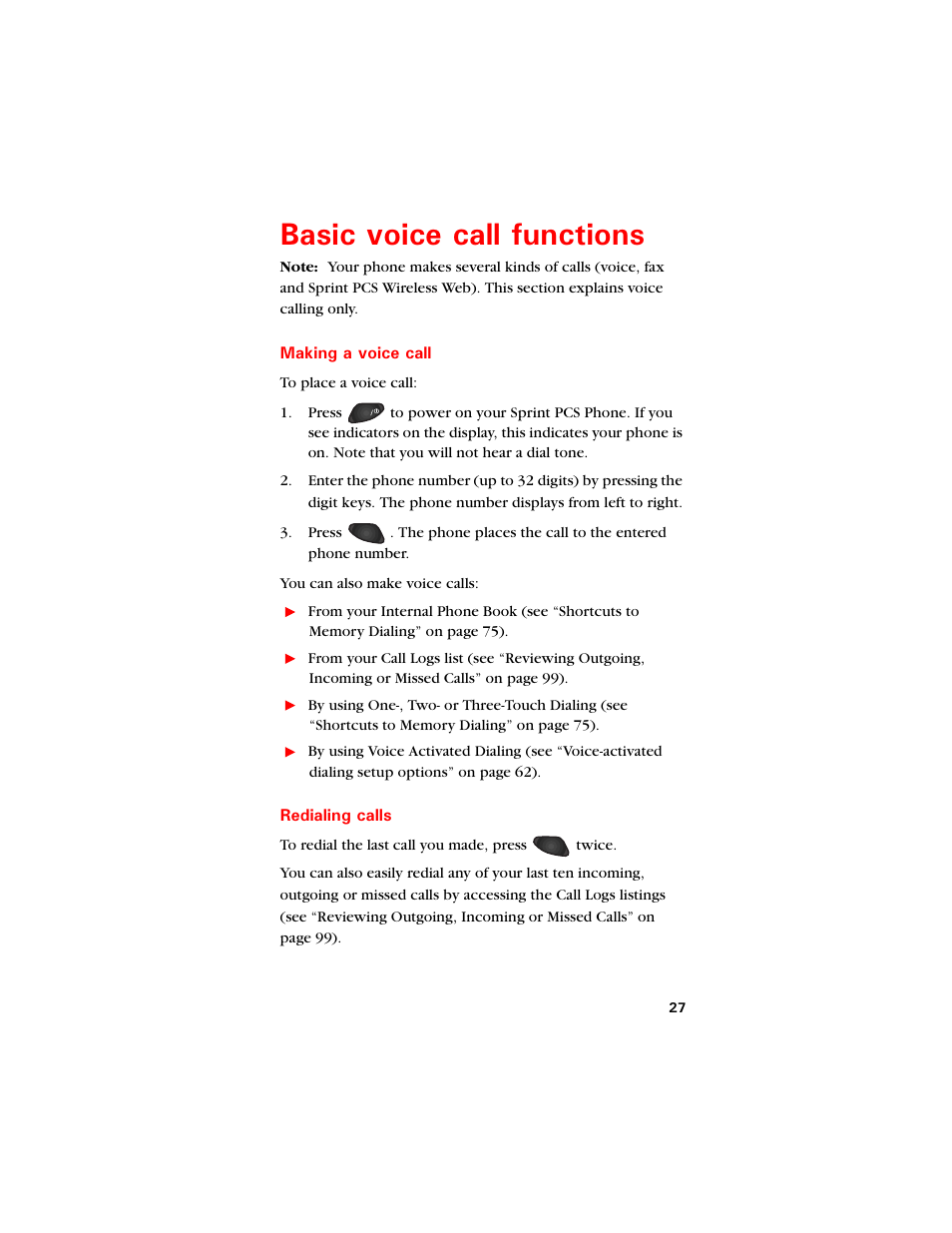 Basic voice call functions, Making a voice call, Redialing calls | Cuke xqkeg ecnn hwpevkqpu | Samsung SCH-8500 User Manual | Page 31 / 138