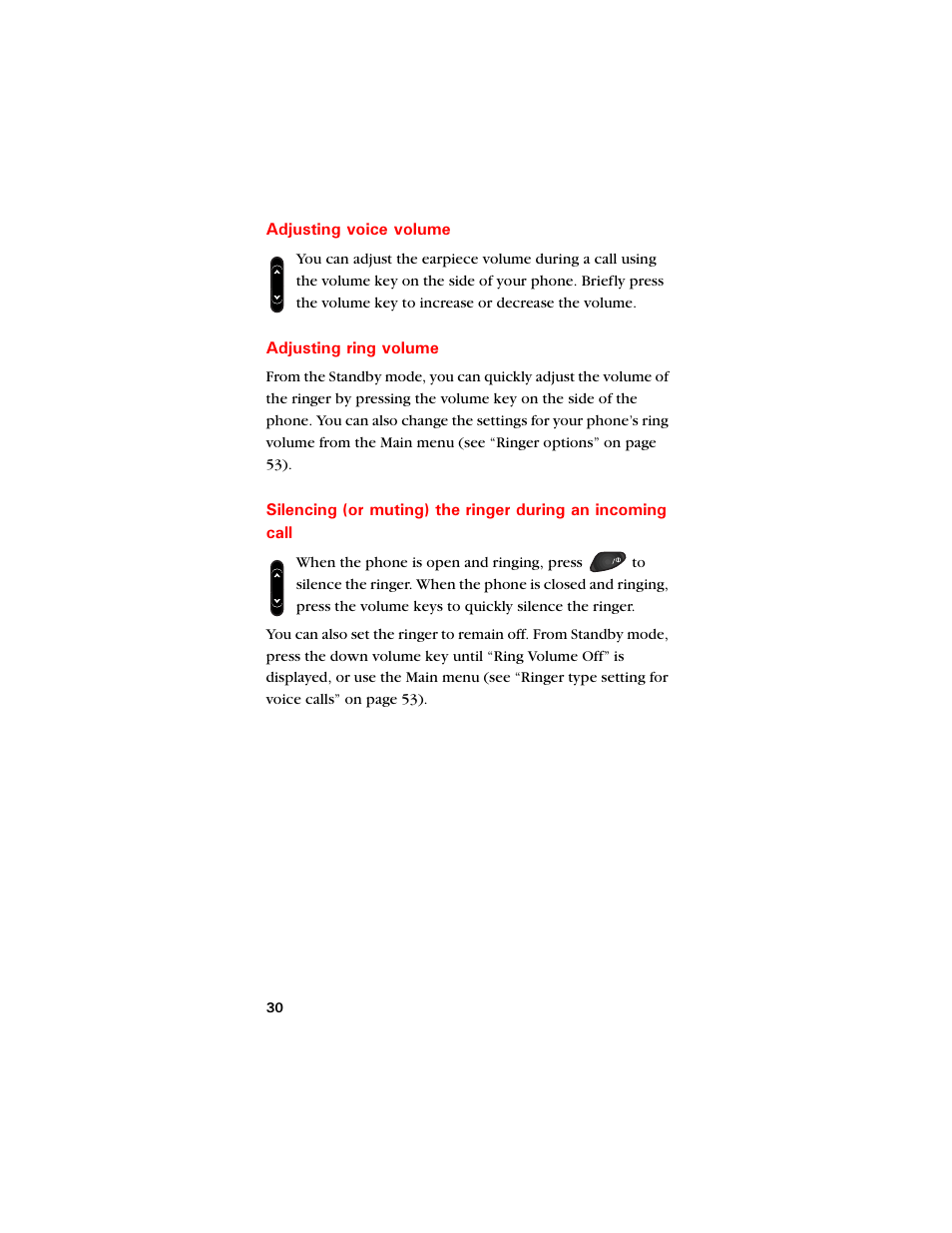 Adjusting voice volume, Adjusting ring volume | Samsung SCH-8500 User Manual | Page 34 / 138