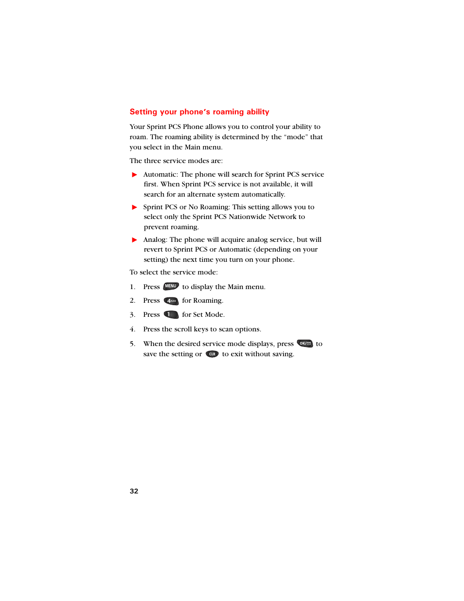 Setting your phone’s roaming ability | Samsung SCH-8500 User Manual | Page 36 / 138
