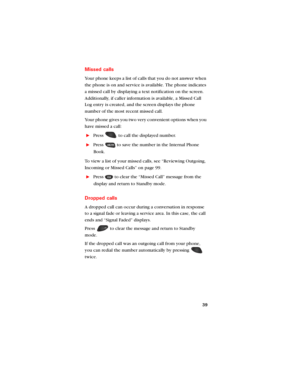 Missed calls, Dropped calls | Samsung SCH-8500 User Manual | Page 43 / 138