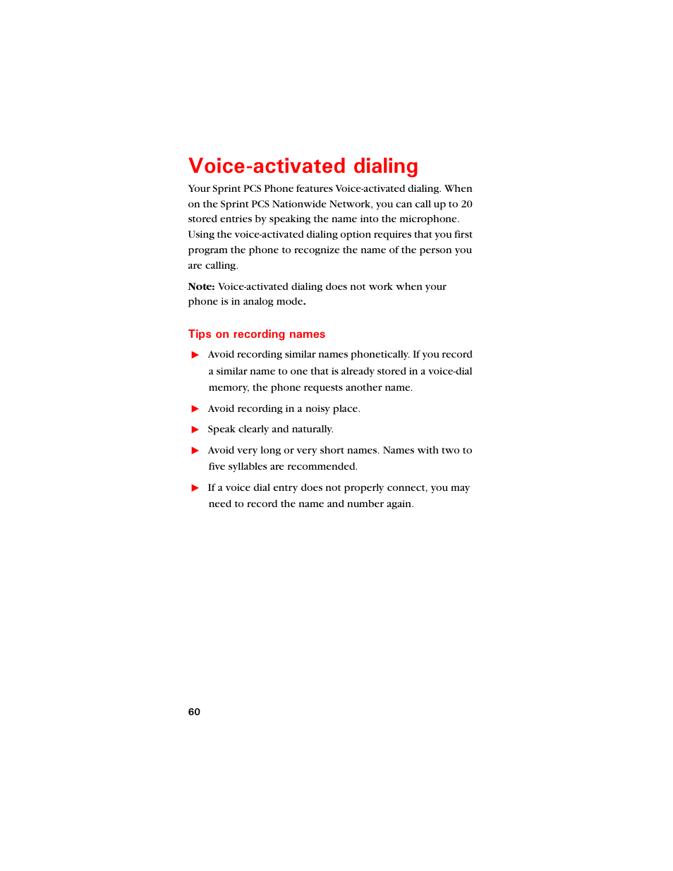 Voice-activated dialing, Tips on recording names, 8qkegcevkxcvgf fkcnkpi | Samsung SCH-8500 User Manual | Page 64 / 138