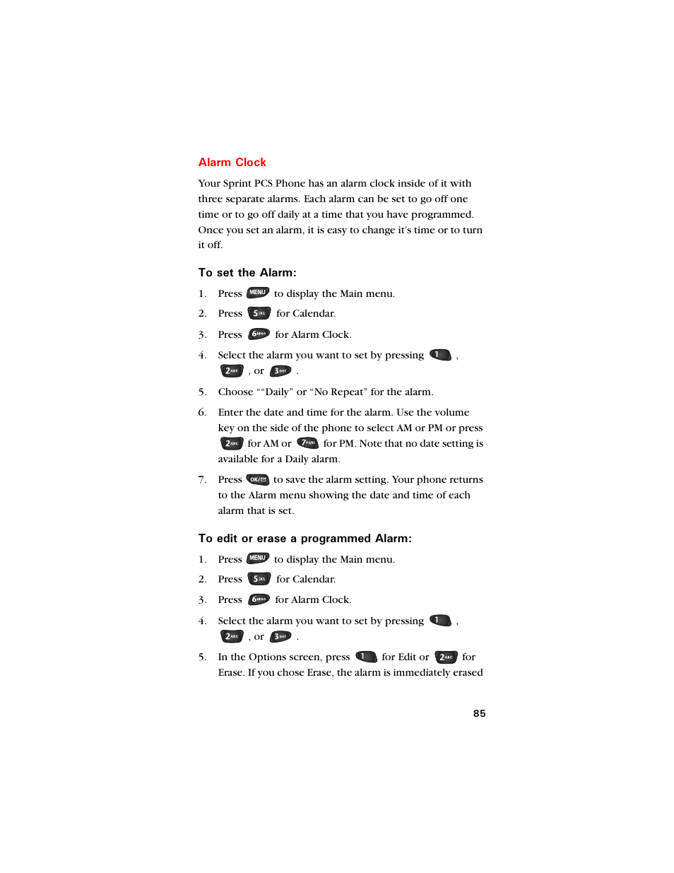 Alarm clock | Samsung SCH-8500 User Manual | Page 89 / 138