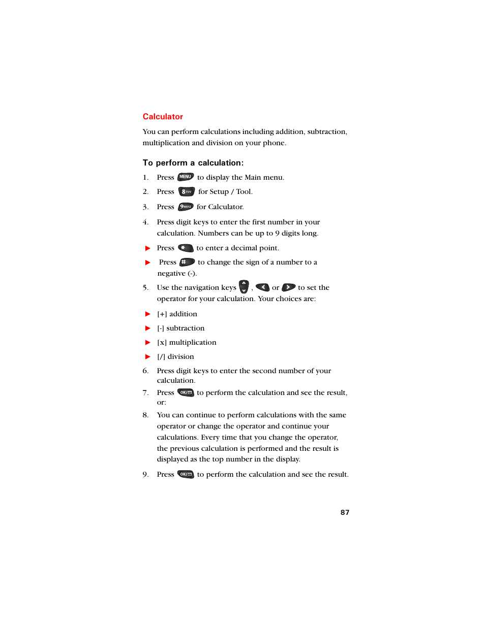 Calculator, Calculator 87 | Samsung SCH-8500 User Manual | Page 91 / 138