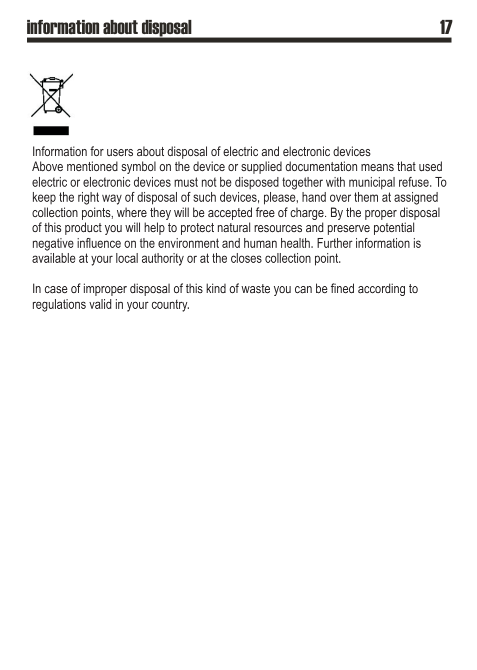 Information about disposal 17 | SRS Labs MP3 MiniMax3 User Manual | Page 17 / 20