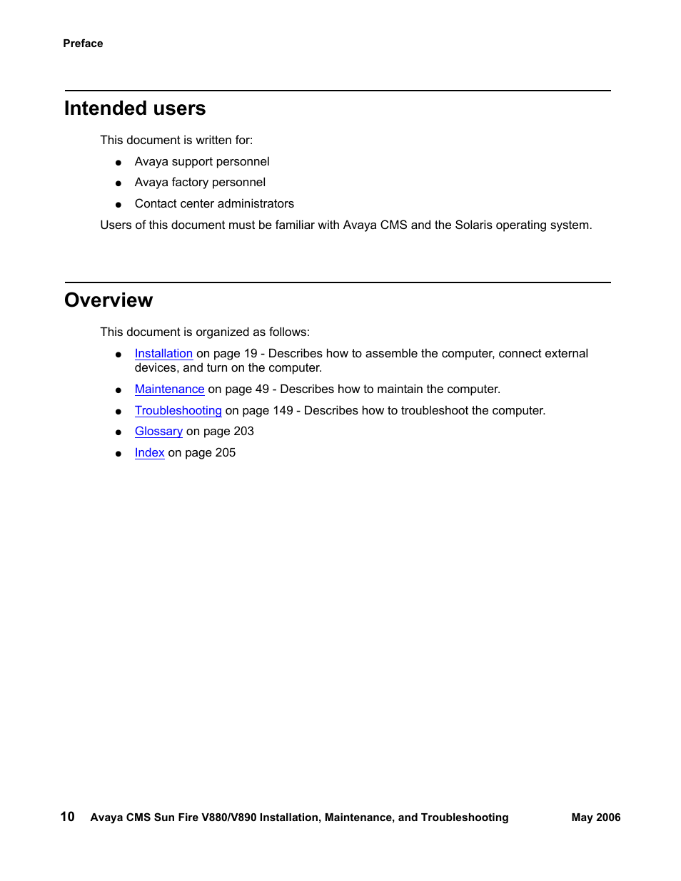 Intended users, Overview | Sun Microsystems Sun Fire V880 User Manual | Page 10 / 208