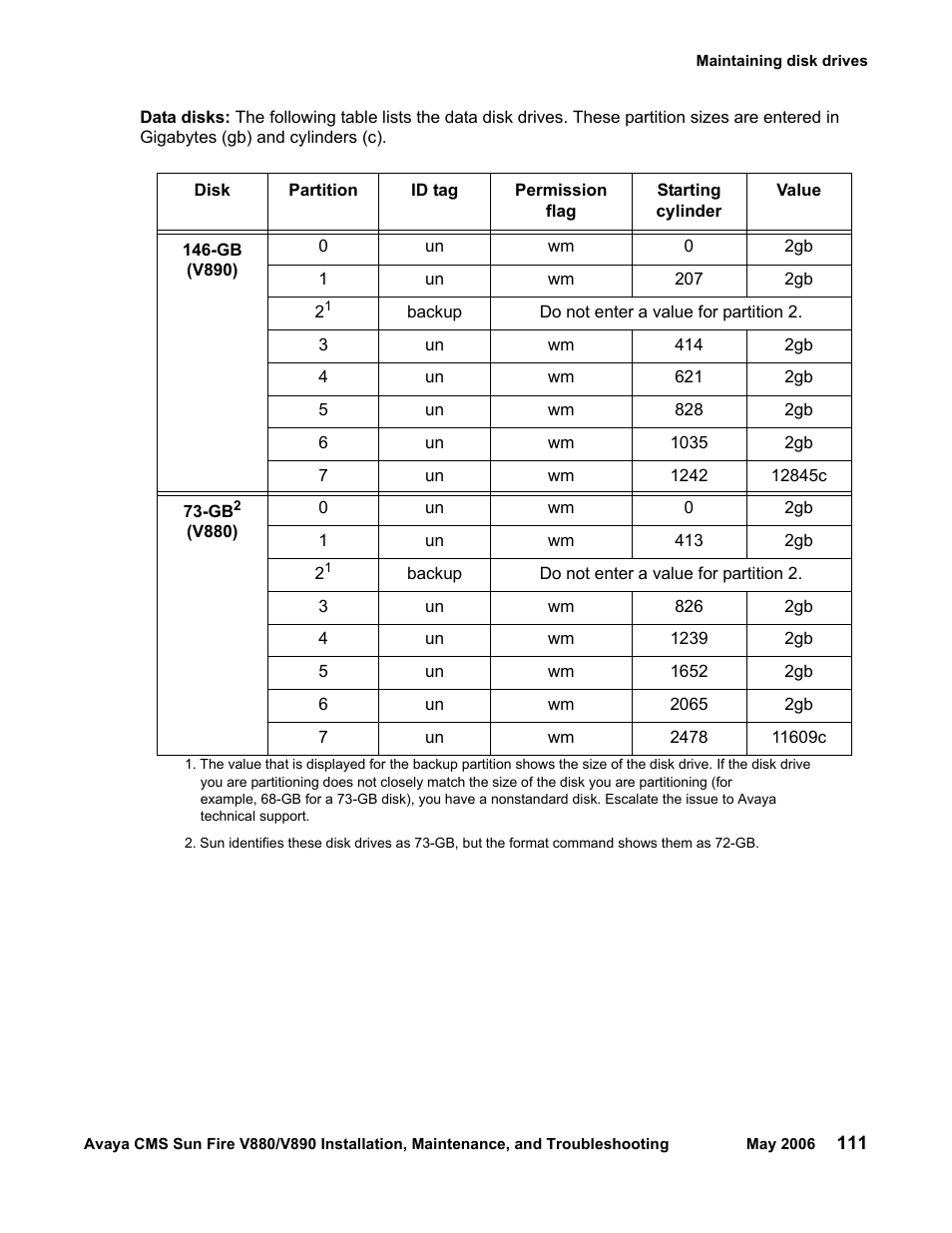 Data disks | Sun Microsystems Sun Fire V880 User Manual | Page 111 / 208