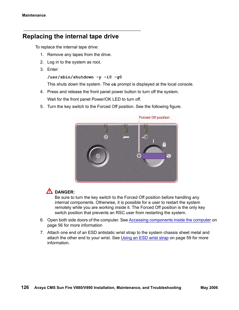 Replacing the internal tape drive | Sun Microsystems Sun Fire V880 User Manual | Page 126 / 208